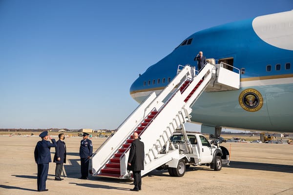 President Joe Biden boards Air Force One at Joint Base Andrews en route to Manchester, New Hampshire, Tuesday, November 16, 2