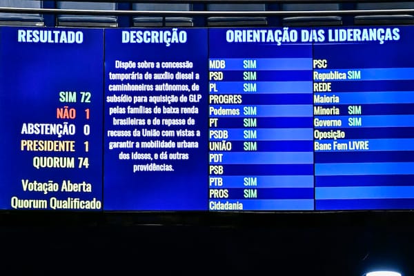 Plenário do Senado Federal durante sessão deliberativa ordinária semipresencial. Na ordem do dia, a Proposta de Emenda à 