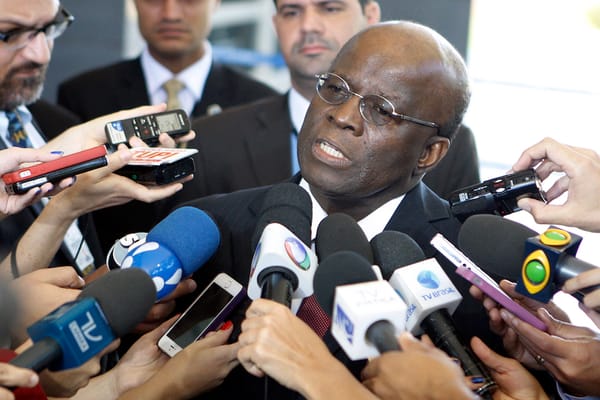 Joaquim Barbosa concede entrevista coletiva depois de sessão extraordinária do STF em 2014 / Foto: Nelson Jr./SCO/STF