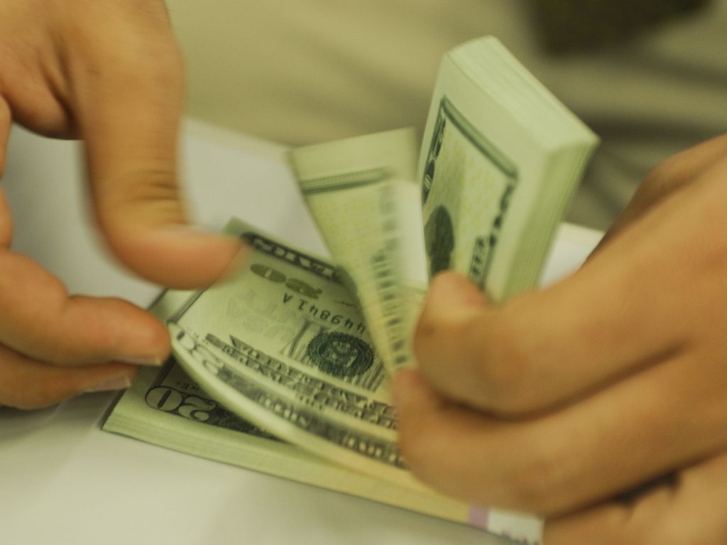 Imagem mostra as mãos de uma pessoa manuseando cédulas de dólar