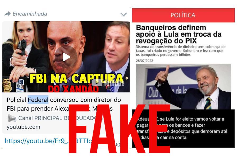 Exemplos de fake news que circulam no WhatsApp / Foto: Fake news/Montagem