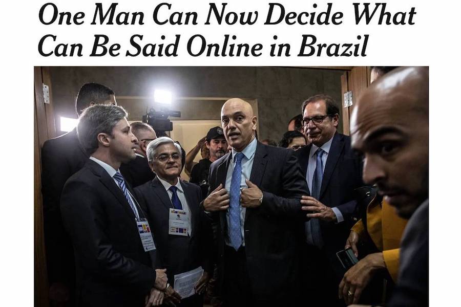 Maior jornal do mundo, o New York Times publicou uma reportagem na qual questiona o poder do ministro Alexandre de Moraes, presidente do TSE, para combater a desinformação na eleição brasileira / Foto: Reprodução